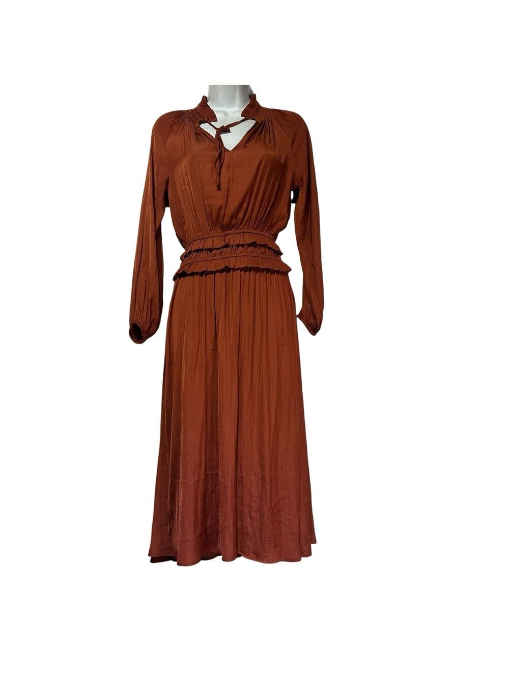Adyson Parker Brown V-neck long sleeve maxi dress Size XS